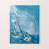 Witte zwanen en engel legpuzzel (Verticaal)