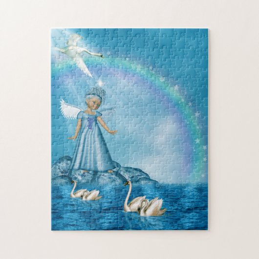 Witte zwanen en engel legpuzzel (Verticaal)
