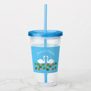 Witte zwanen en waterlelies Bruiloft Custom Acryl Drinkbeker