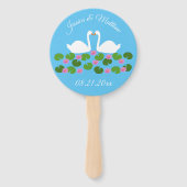 Witte zwanen en waterlelies Bruiloft Custom Handwaaier (Voorkant)