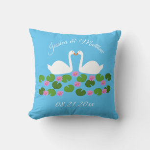 Witte zwanen en waterlelies Bruiloft Custom Kussen