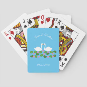 Witte zwanen en waterlelies Bruiloft Custom Pokerkaarten