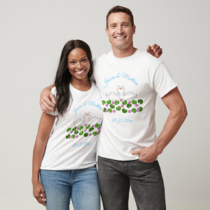 Witte zwanen en waterlelies Bruiloft Custom T-shirt