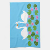 Witte zwanen en waterlelies Bruiloft Theedoek (Verticaal)