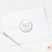 Witte zwanen geweven zilver bewaar de datum ronde sticker (Envelop)