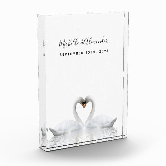 Witte zwanen houden van schattige bruiloft fotoblokken (Links)