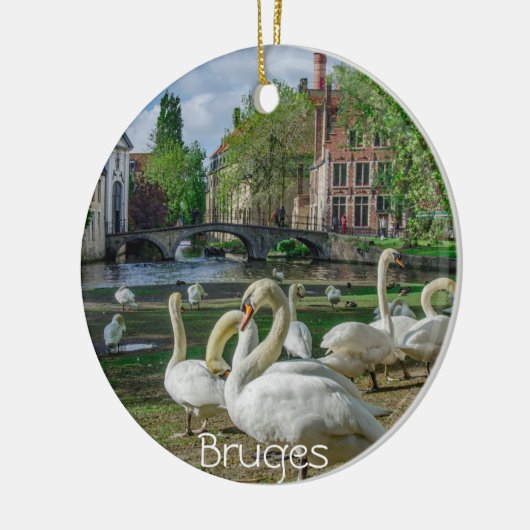 Witte zwanen in Brugge Keramisch Ornament (Links)