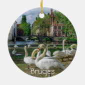 Witte zwanen in Brugge Keramisch Ornament (Achterkant)