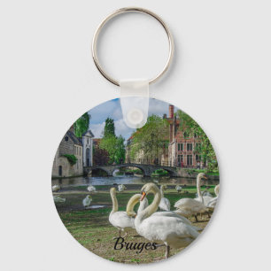 Witte zwanen in Brugge Sleutelhanger