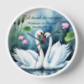 Witte zwanen in liefde Waterverf Lotus Lake bruilo (Voorkant)