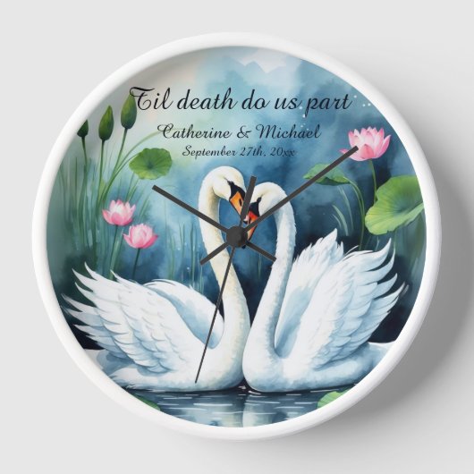 Witte zwanen in liefde Waterverf Lotus Lake bruilo (Voorkant)