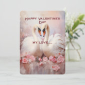 Witte zwanen Valentijnsdaggroet Feestdagenkaart (Staand voorkant)