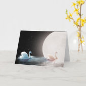 Witte Zwans met Moon voor bruiloft Kaart (Gele Bloem)