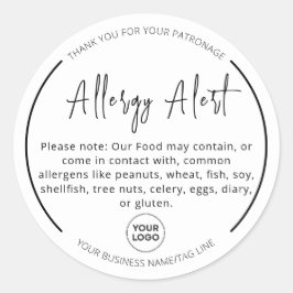 Witte Zwarte Allergie Voedsel Waarschuwing Ronde S Ronde Sticker
