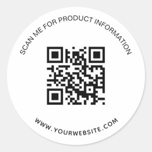 Witte zwarte bedrijfsinformatie qr code ronde sticker
