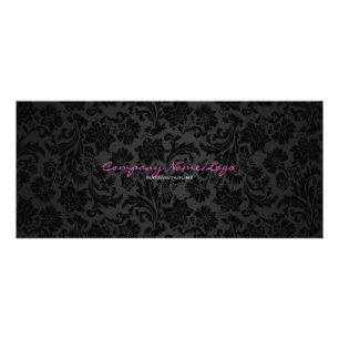 Witte & Zwarte Bloemen Damasks Reclamekaart