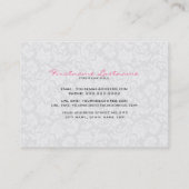 Witte & Zwarte  Bloemen Damasks Visitekaartje (Achterkant)