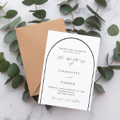 Witte zwarte boog modern script bruiloft kaart