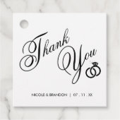 Witte & Zwarte Diamanten Ring Bruiloft Dank u Bedankjes Labels (Voorkant)