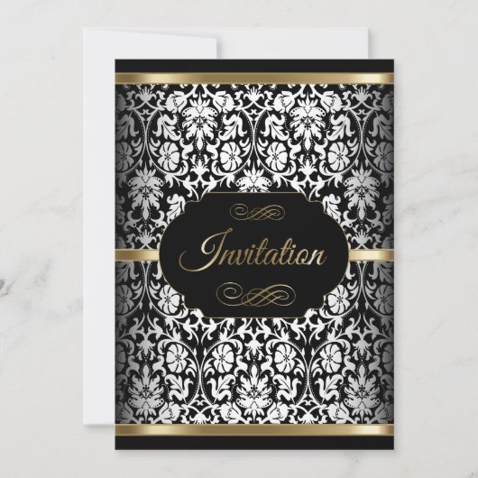 Witte, zwarte en gouden Sjabloon | Uitnodiging (Voorkant)