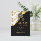 Witte, zwarte en goudvogel, behalve datum aankondigingskaart (Staand voorkant)