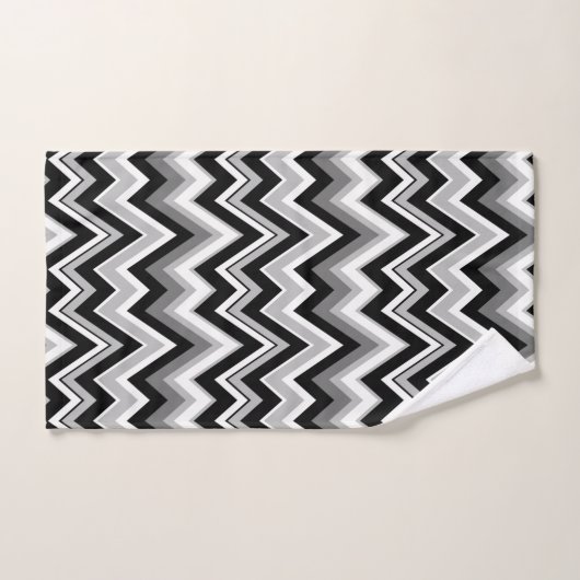 Witte zwarte en grijze chevron-patroon bad handdoek (Handdoek)