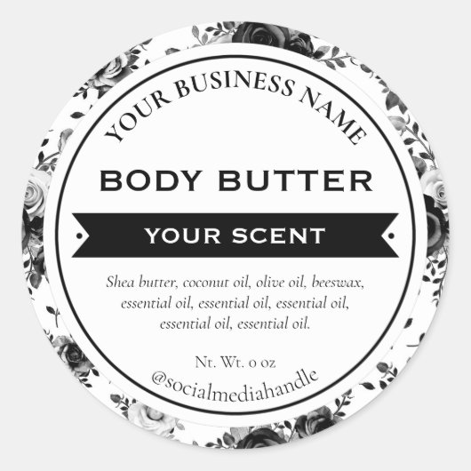 Witte zwarte etiketten van Floral Roos (Voorkant)