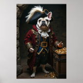 Witte zwarte Franse Bulldog Pirate Red Poster (Voorkant)