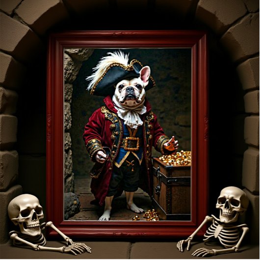 Witte zwarte Franse Bulldog Pirate Red Poster