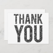 Witte & Zwarte Glitter bruiloft Dank u Briefkaart (Voorkant / Achterkant)