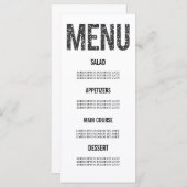 Witte & Zwarte Glitter Typografie Wedding Menu Kaa (Voorkant / Achterkant)
