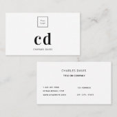 Witte zwarte initialen logo visitekaartje (Voorkant / Achterkant)