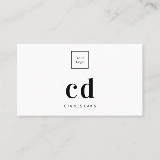 Witte zwarte initialen logo visitekaartje (Voorkant)