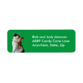 Witte & Zwarte Kat & Rendier Kerst Speelgoed Adres Etiket (Voorkant)