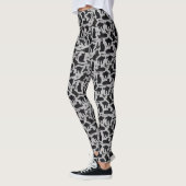 Witte zwarte kat volwassen leggings (Links)