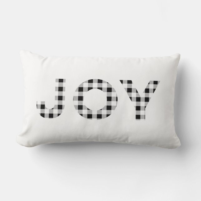 Witte zwarte kerst Joy Buffalo Check Kussen (Voorkant)