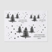 Witte zwarte minimalistische kerstbomen tissuepapier (Voorkant)