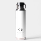 Witte zwarte monogram initiaal, eenvoudig waterfles (Achterkant)