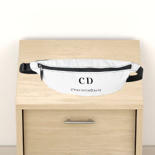 Witte zwarte monogram initiaal heuptasje
