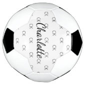 Witte zwarte monogram initiaal voetbal (Gedraaid)