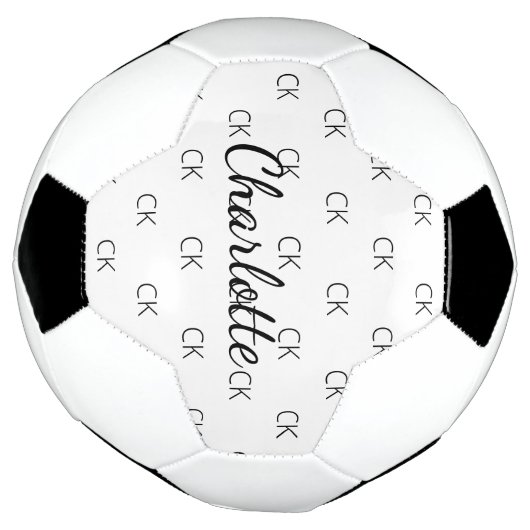 Witte zwarte monogram initiaal voetbal (Gedraaid)