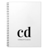 Witte zwarte monogram initialen elegant minimalist notitieboek (Voorkant)