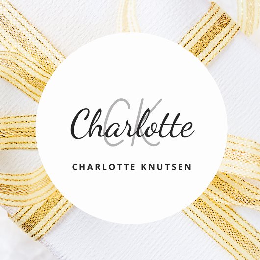 Witte zwarte monogram initialen minimalistisch scr ronde sticker