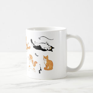 Witte zwarte Oranje speelse katten Koffiemok