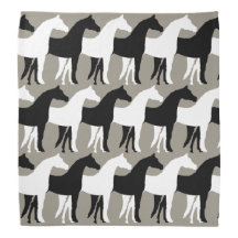 Witte, zwarte paarden/Aluminium zilveren achtergro
