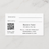 Witte zwarte qr code zakelijke verwijzingskaart kortingskaartje (Achterkant)