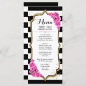 Witte Zwarte Roze Gouden Menu Kaart (Voorkant / Achterkant)