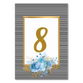 WITTE ZWARTE STRIPE BLUE BOUQUET TABEL NUMMER KAART (Achterkant)