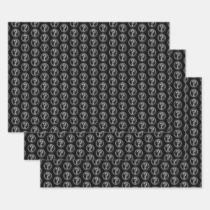 Witte zwarte vraag Tekenpatroon 3D Inpakpapier Vel