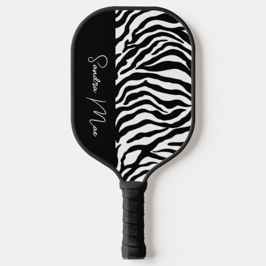 Witte Zwarte Zebra Skin Stripes Print Art Pattern Pickleball Paddle (Voorkant)